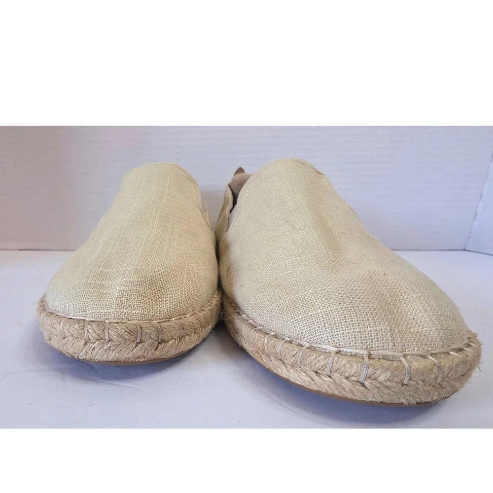 OluKai Kaula Pa'a Kapa Linen Espadrille Slip On Shoe Beige Tan 10M